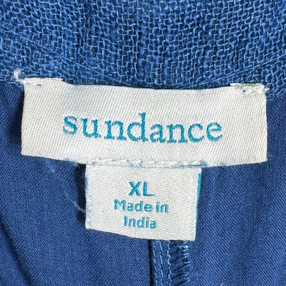 SUNDANCE La Belle Lune Dress Blue Linen Size XL Boho Vacation Lagenlook Beach - Picture 4 of 12